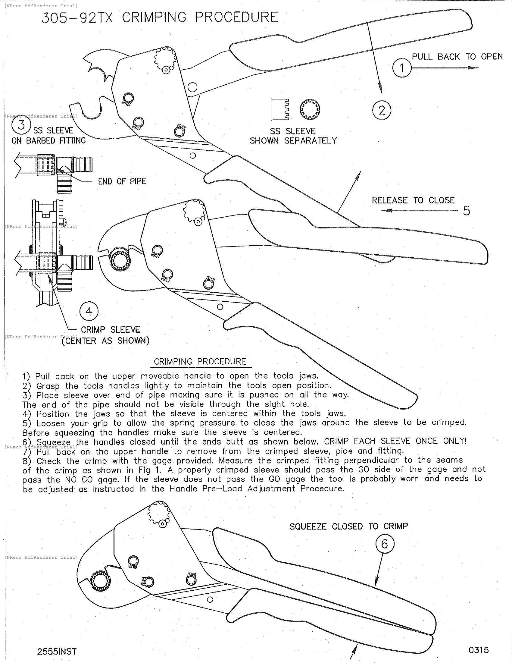 305-92TX - V-SLEEVE COMPACT TOOL CRIMP PROCEDURE - INSTRUCTION SHEET.PDF Technical Document